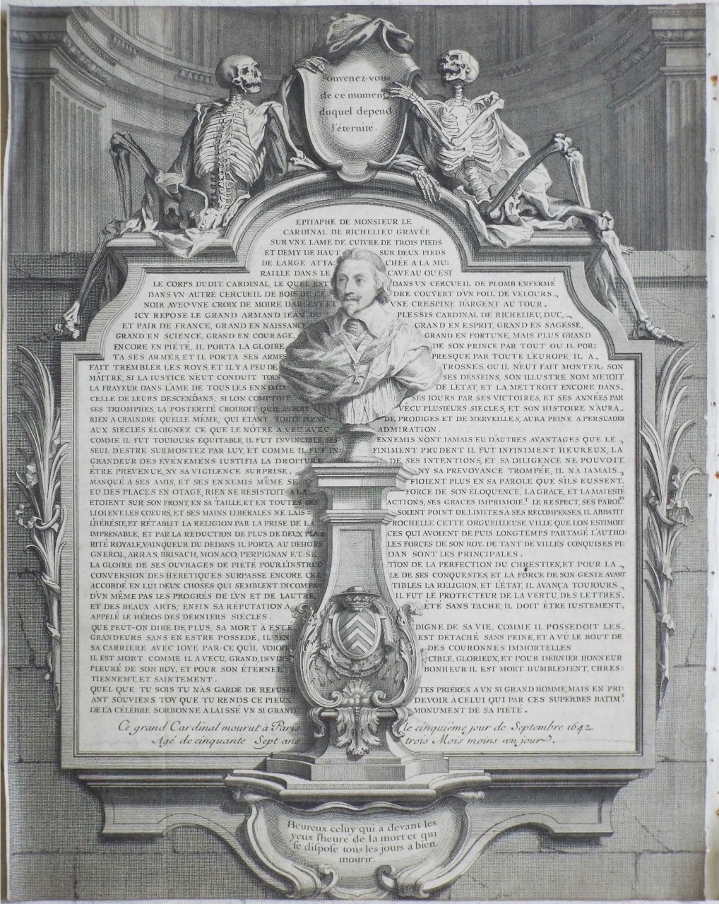Print - Epitaph de Monsieur le Cardinal de Richelieu